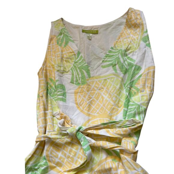 Vintage Pineapple Print Sleeveless Wrap Dress – Women’s XS - - Picture 2 of 4